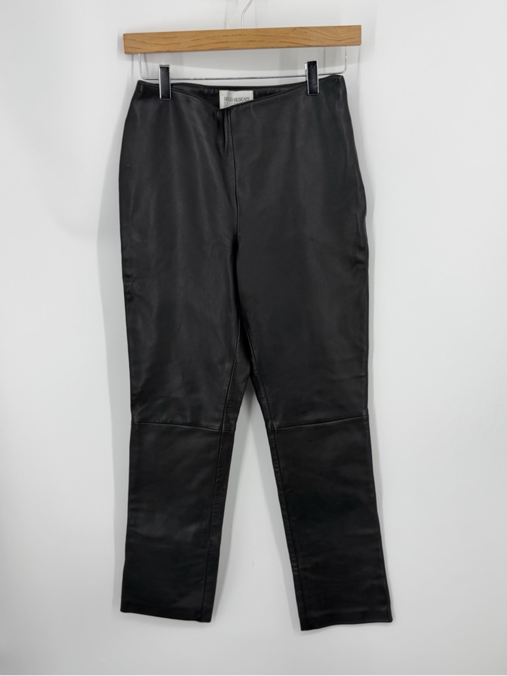 y2K Hugo Buscati collection leather pants black 4P side zip 28” inseam
